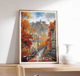 Edinburgh Castle Art Print Scotland City Landscape Poster - thumbnail 1