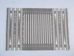 Multiple Sizes Grey & White Stripes Handmade Cotton Rug Dhurrie - Colour - thumbnail 1