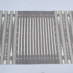 Multiple Sizes Grey & White Stripes Handmade Cotton Rug Dhurrie - Colour - thumbnail 3