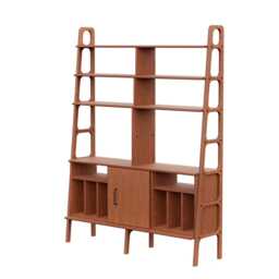 Mid Century Bookcase, Minimalist Record Player Stand With Vinyl Storage, Wooden Bookcase 143 cm, Custom Size - thumbnail 4