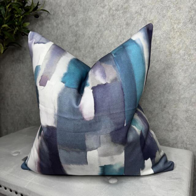 Abstract Cushion Cover, Livia John Lewis & Partners Fabric, Peacock, Contemporary Style Cover, Navy Blue Throw Pillow Cover - image 1