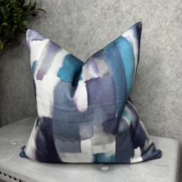 Abstract Cushion Cover, Livia John Lewis & Partners Fabric, Peacock, Contemporary Style Cover, Navy Blue Throw Pillow Cover - thumbnail 1