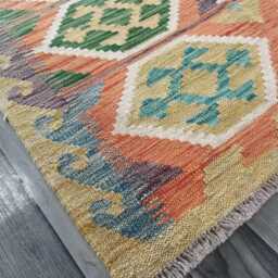 Handmade Wool Kilim Rug, Tribal Geometric Design, Multicolour Artisan Afghan Flatweave 150x100 cm - thumbnail 4