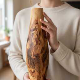 Tall Hand-Turned Burr Elm Wooden Vase - 5Th Anniversary - Wood Gift, Scandinavian Minimalist Decor - thumbnail 3