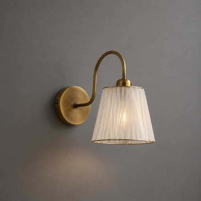 Handmade Ribbon Shade Wall Sconce, Vintage Brass Lamp, Modern Farmhouse Lighting - image 1