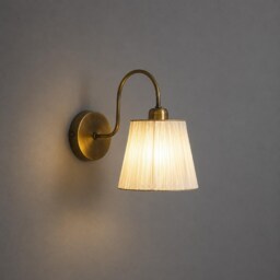 Handmade Ribbon Shade Wall Sconce, Vintage Brass Lamp, Modern Farmhouse Lighting - thumbnail 3