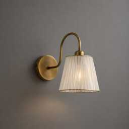 Handmade Ribbon Shade Wall Sconce, Vintage Brass Lamp, Modern Farmhouse Lighting - thumbnail 1