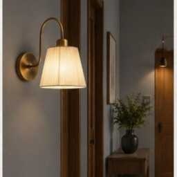 Handmade Ribbon Shade Wall Sconce, Vintage Brass Lamp, Modern Farmhouse Lighting - thumbnail 4