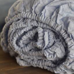 Linen Fitted Sheet in A Melange Blue Color Queen King Twin 100% Flax Softened Sheet Linen Bedding - thumbnail 2