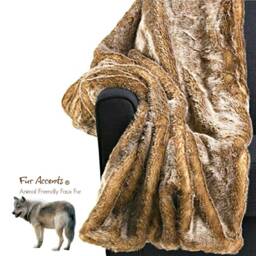 Coyote Wolf Faux Fur Throw Blanket, Luxury Shag Minky Lining - thumbnail 2