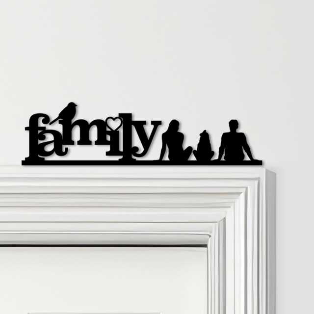 Door Topper Love Heart Bird Family Of Three 1 Girl Various Colours Decor Sign - Novelty Wall Decor, Frame Art, Decorative Art - image 1