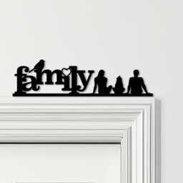 Door Topper Love Heart Bird Family Of Three 1 Girl Various Colours Decor Sign - Novelty Wall Decor, Frame Art, Decorative Art - thumbnail 1