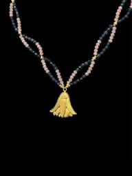 Egyptian Lotus Flower Necklace Beaded Charm, Made in Egypt - thumbnail 1