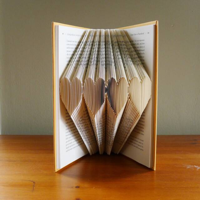 Folded Book - Four Hearts Unique Handmade Gift Mother's Day Wedding Anniversary Love - image 1