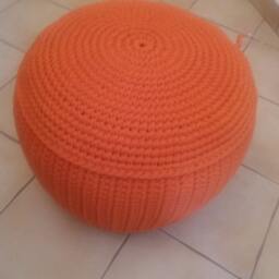 stuffed Crochet Cotton Pouf, Footstool Ottoman, 60cm - thumbnail 3