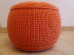 stuffed Crochet Cotton Pouf, Footstool Ottoman, 60cm