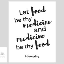 Let Food Be Thy Medicine Hippocrates Quote Printable Wall Art Black & White Office Home Decor Instant Download - thumbnail 2
