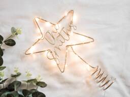 Personalised Christmas Tree Topper - Star Surname Wire Sign Words Family Name Decorations Modern Christmas Decor