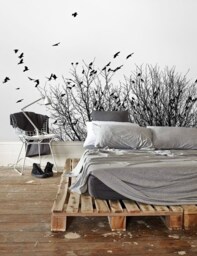Birds On A Tree Wall Mural, Ravens Monochrome Wallpaper, D??cor, Nursery & Room Art, Scandi Wallpaper - thumbnail 1