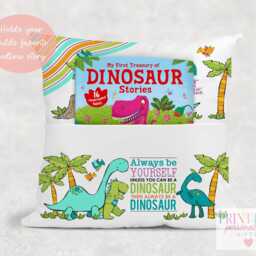 Children's Personalised Book Cushion, Gift For Children, Birthday Ideas, Dinosaur Perfect Bedtime Stories - thumbnail 2