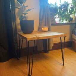 Ullswater Handmade Side/Coffee Table & Metal Legs, Wax Finish - Rustic Solid Wood, Bookshelf, Shelve - thumbnail 2