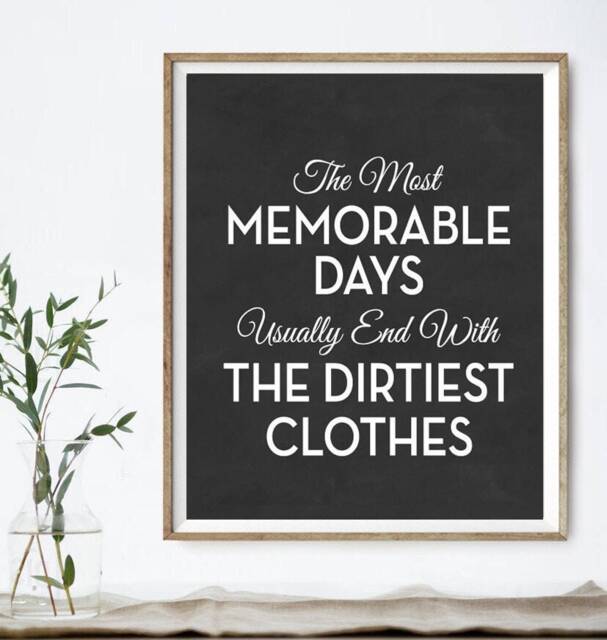Laundry Wall Art Decor - Most Memorable Days Dirtiest Clothes Funny Mod Farmhouse Family Room Print, Framed Print Or Canvas Sign - image 1