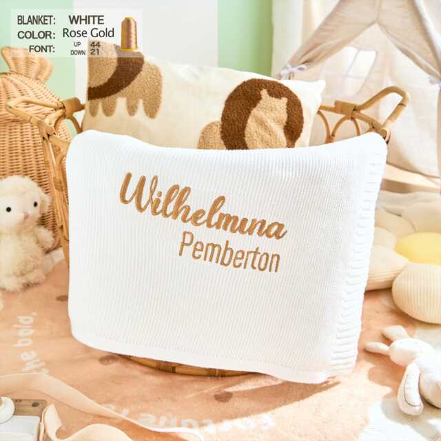 Embroidered Baby Name Blanket - Personalized Knit Infant Shower Gift Custom Newborn Cozy Wrap - image 1