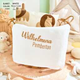 Embroidered Baby Name Blanket - Personalized Knit Infant Shower Gift Custom Newborn Cozy Wrap - thumbnail 1