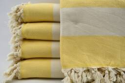 "Yellow Bedspread, Geometric Blanket, Turkish Beach Throw, Turkish Blanket, Diamond Blanket, Long Blanket, 79""x95" - thumbnail 1