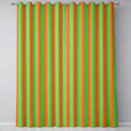 Orange & Green Wavy Stripe Abstract Seamless Pattern Readymade Eyelet Ring Top Thermal 100% Blackout Curtains - thumbnail 2