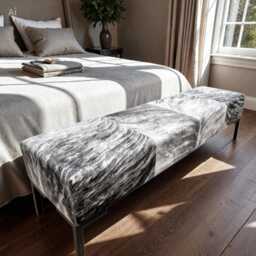 Genuine Cowhide Upholstered Bedroom Bench - Modern End Of Bed Entryway With Customizable Colors & Sizes - Lfb70 - thumbnail 4