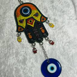 Metal Hamsa Hand Evil Eye Amulet Garden Window Hanging Decoration - thumbnail 2