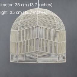 Handwoven Rattan Pendant Light, Washed White Ceiling Lighting Fixture, Lampshade Width 13.7 - thumbnail 2