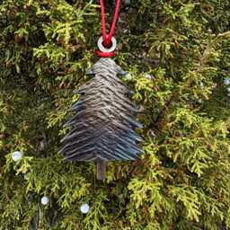 Hand-Forged Iron Christmas Tree Ornament - Rustic Holiday Decoration - thumbnail 2