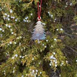 Hand-Forged Iron Christmas Tree Ornament - Rustic Holiday Decoration - thumbnail 4