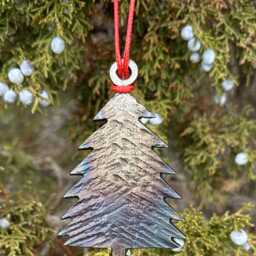 Hand-Forged Iron Christmas Tree Ornament - Rustic Holiday Decoration - thumbnail 3