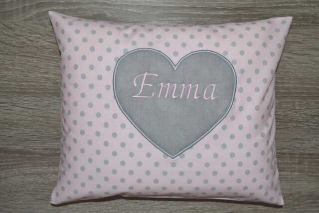 Heart Pillow, Heart Name Pillow Heart, Baptism Birth Children's With Wedding - image 1