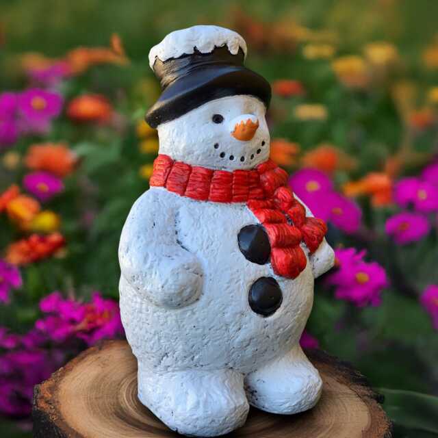 Garden Snowman Sculpture Concrete Figurine Cement Decoration Handmade Decor Snowman Lover Gift Ornament - image 1