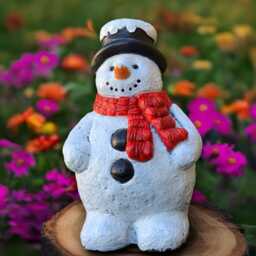 Garden Snowman Sculpture Concrete Figurine Cement Decoration Handmade Decor Snowman Lover Gift Ornament - thumbnail 3
