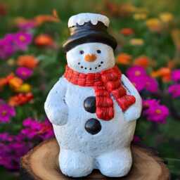 Garden Snowman Sculpture Concrete Figurine Cement Decoration Handmade Decor Snowman Lover Gift Ornament - thumbnail 4