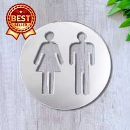 Acrylic Restroom Sign Male & Female Symbol Mirror Art - thumbnail 1