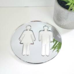 Acrylic Restroom Sign Male & Female Symbol Mirror Art - thumbnail 2