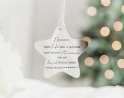 Personalised Family Remembrance Christmas Tree Star Bauble Decoration Memorial To Mum Dad Grandma Grandad Brother Sister Auntie Uncle Friend - thumbnail 1
