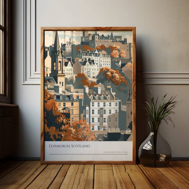 Edinburgh Old Town Poster Scotland Travel Art Print - image 1