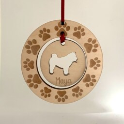 Personalised Chow Wood Hanging Decoration Dog Christmas Tree Ornament, Xmas Gift First Custom Bauble Remembrance - thumbnail 2