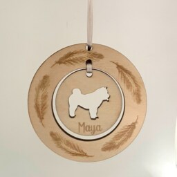 Personalised Chow Wood Hanging Decoration Dog Christmas Tree Ornament, Xmas Gift First Custom Bauble Remembrance - thumbnail 3