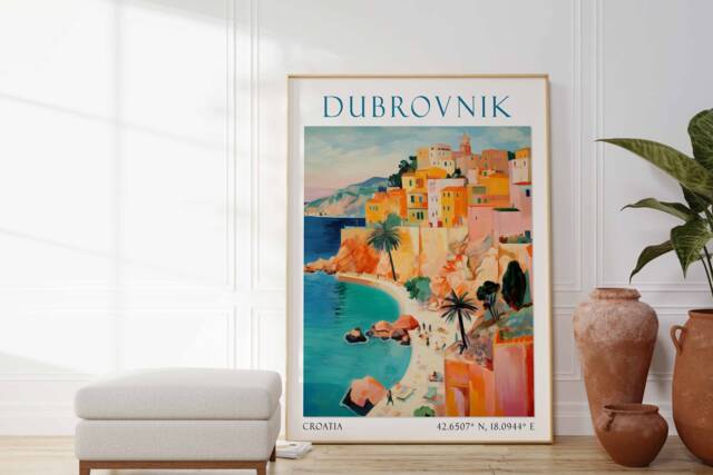 Dubrovnik Travel Print, Poster, Croatia Wall Art, Mediterranean Decor, Gift, Vacation Art - image 1