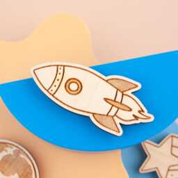 Rocket Wall Hook, Space Theme Self Adhesive Kids Print Hanger, Poster Nursery Decor - thumbnail 1