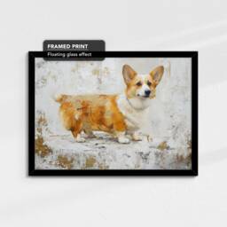 Corgi Abstract Dog Gold Style Oil Painting Framed Poster Print Or Canvas Wall Decor Art Bedroom Home Interior Gift For Pet Lover - thumbnail 2