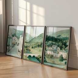 Set Of 3 Lake District Posters, UK Landscape Wall Art, Nature Print Set, Mountain Decor, Modern Travel Artwork, British Countryside Style - thumbnail 3